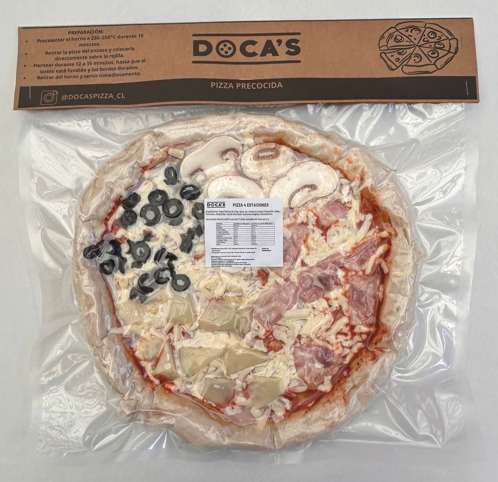 Pizza Cuatro Estaciones Doca's sellada al vacío