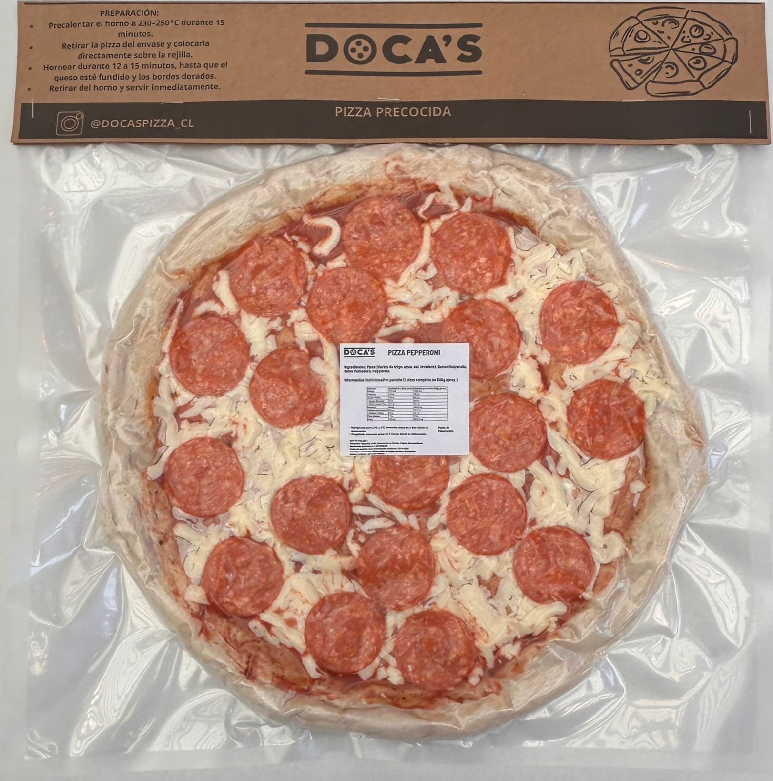 Pizza Pepperoni Doca's sellada al vacío